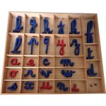 alphabet mobile montessori et boite de rangement consonnes bleues voyelles rouges